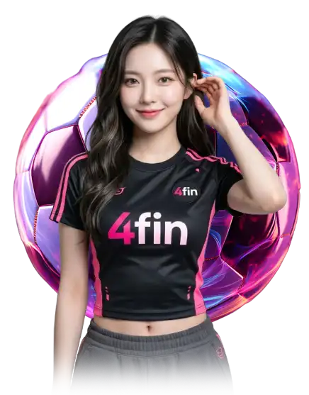 คาแรคเตอร์สาว 4FIN ในชุดฟุตบอลสีดำชมพู พรีเซนเตอร์เว็บ Goal4Fin